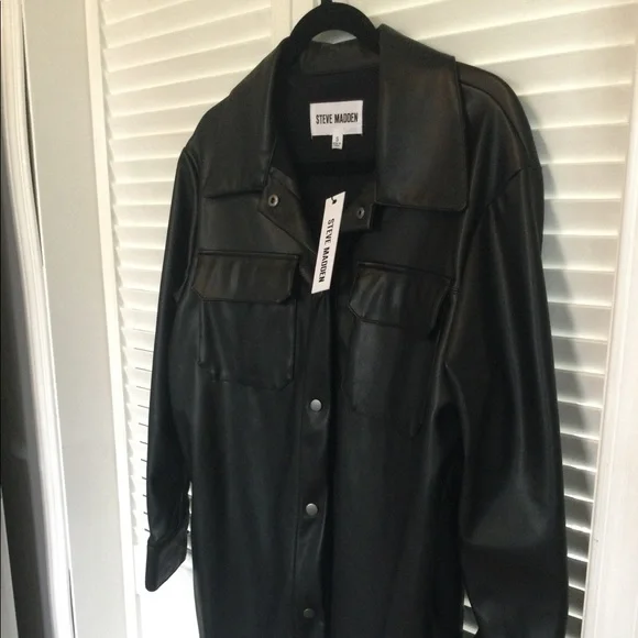 Steve Madden Faux Shacket, Size S, Black - Picture 3 of 6